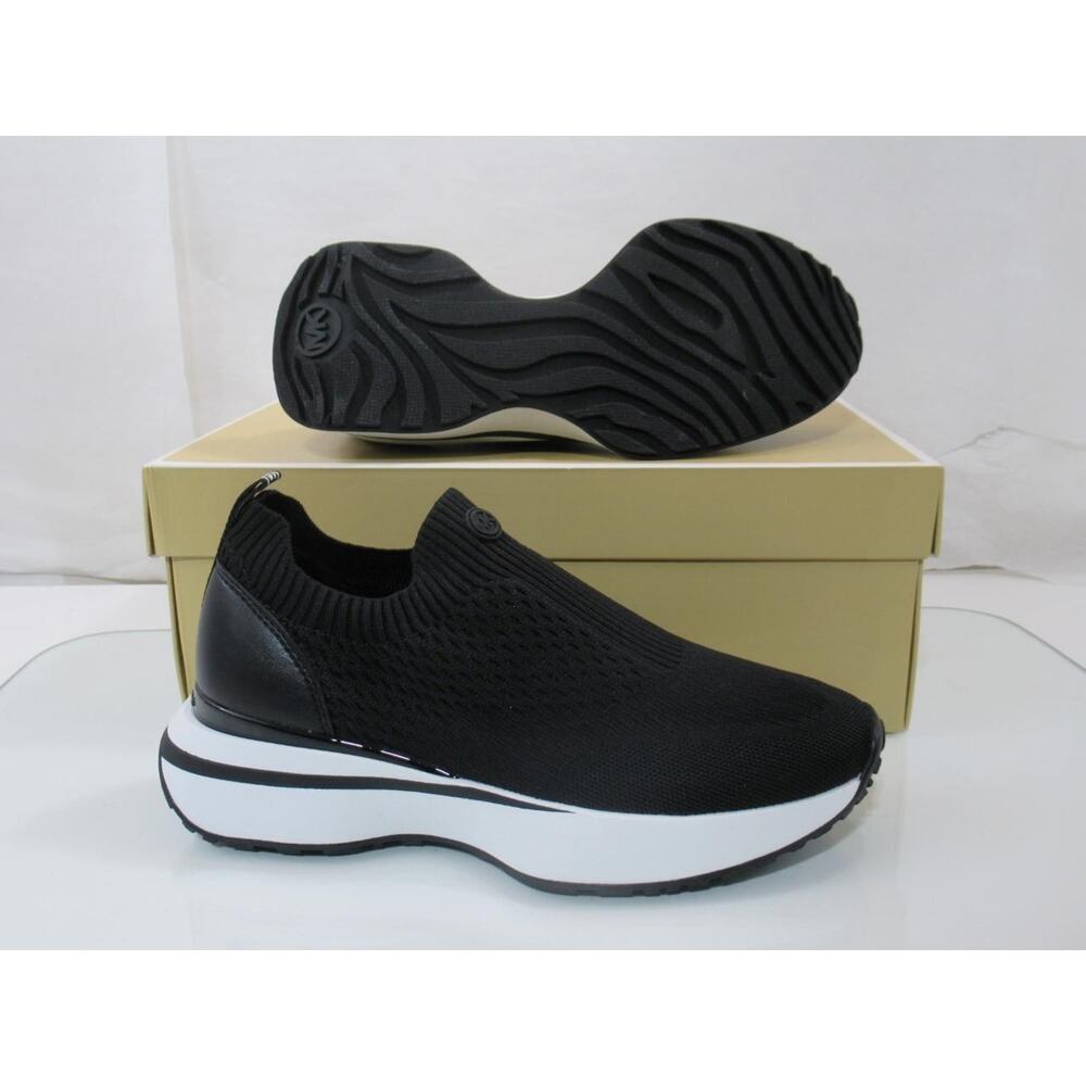 Michael Kors Ari Slip On Sneakers MK Logo Soft Stretch Knit Black Size 7 - Picture 8 of 8